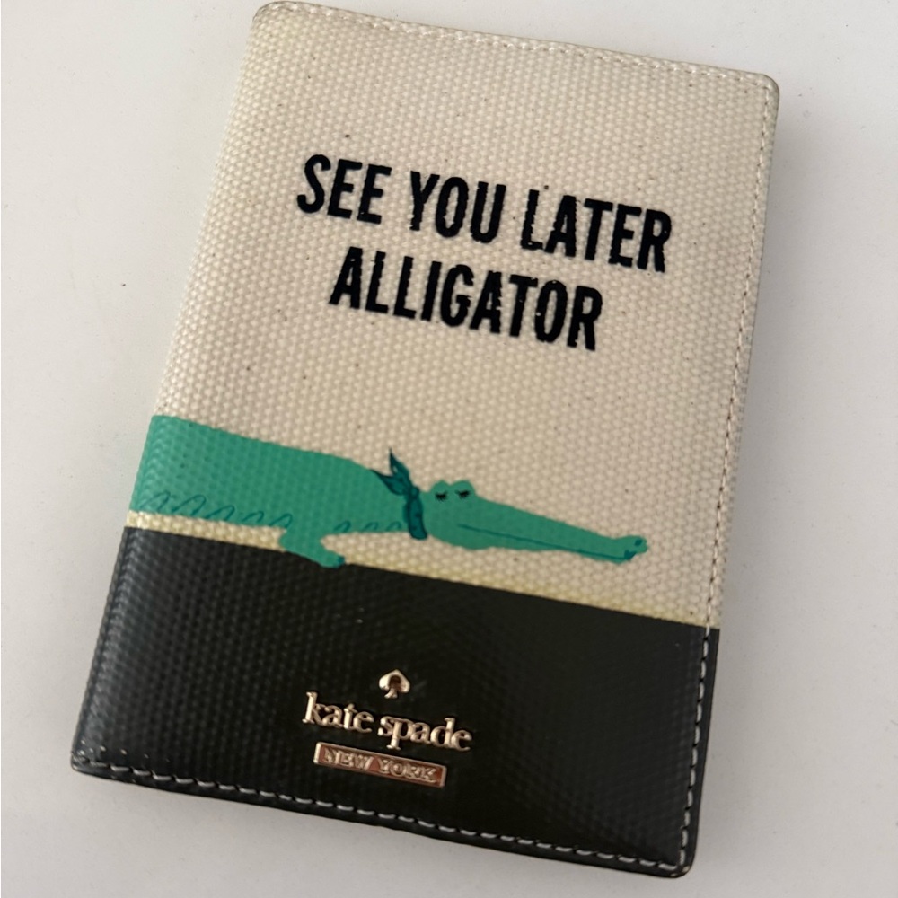 Kate Spade Green and Black Alligator Passport Cover